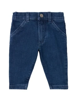 Cotton blend denim effect pants