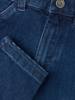 Cotton blend denim effect pants