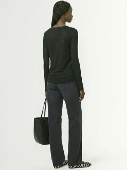 Cotton blend long sleeve top