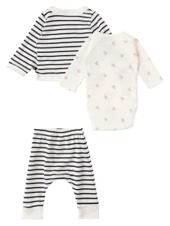 Cotton cardigan, bodysuit & pants