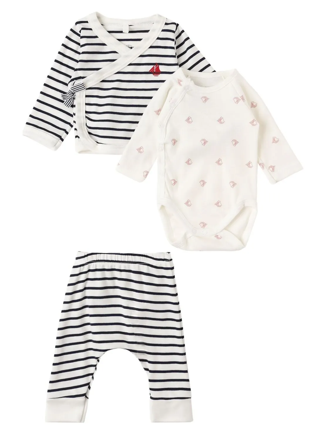 Cotton cardigan, bodysuit & pants