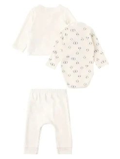 Cotton cardigan, bodysuit & pants