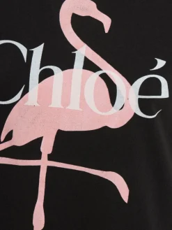 Cotton jersey t-shirt w/ flamingo print