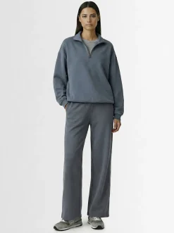 Cotton slouchy half-zip pullover