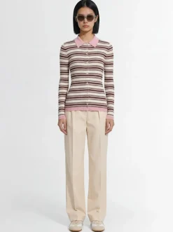 Cotton wide leg tailored pants