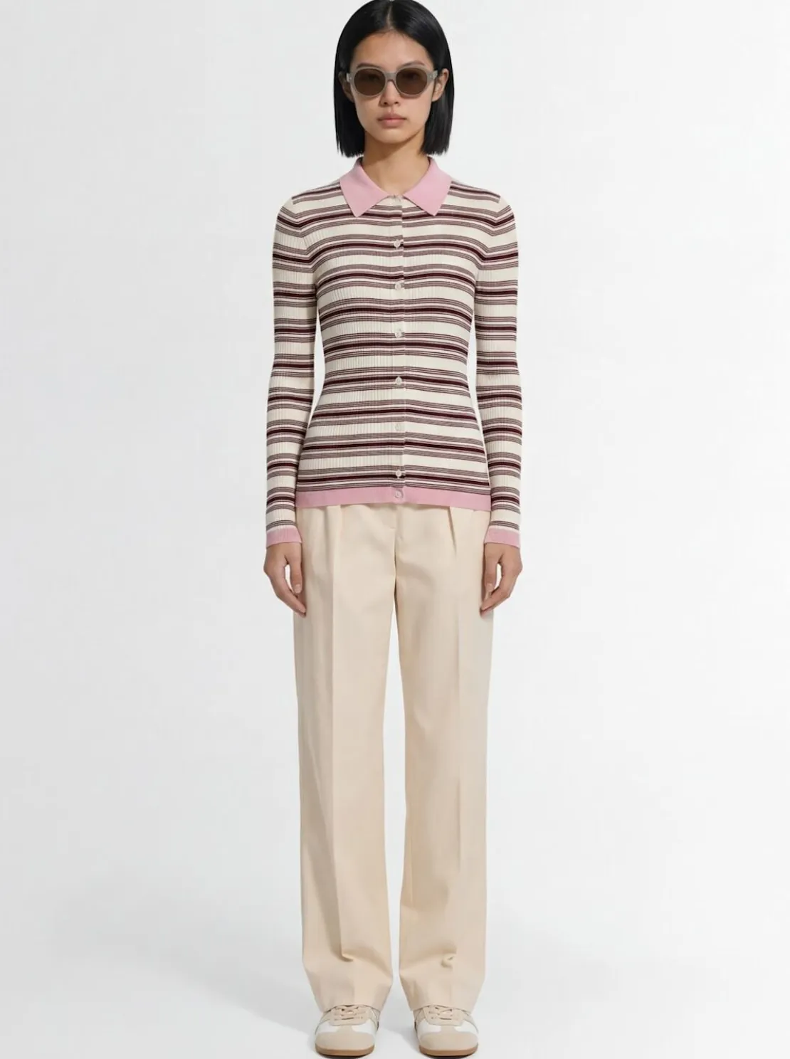 Cotton wide leg tailored pants