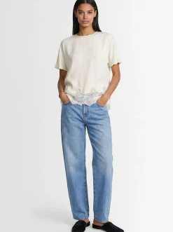 Crepe de chine top w/ lace