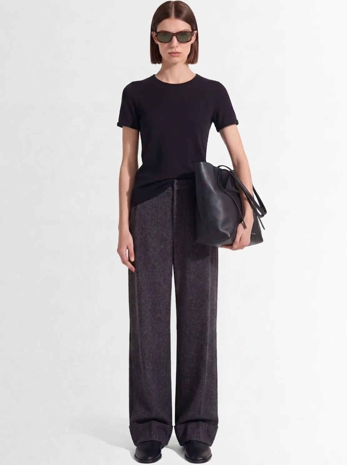Cropped cotton & cashmere blend t-shirt