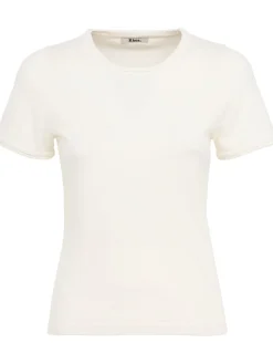 Cropped cotton & cashmere blend t-shirt