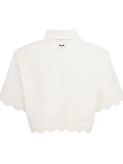 Cropped eyelet lace shirt