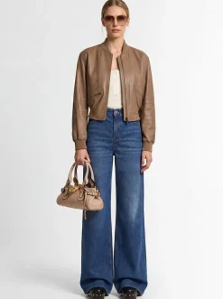 Cropped leather jacket