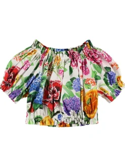 Crop top in cotone stampato