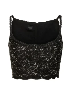 Crop top in tweed con paillettes