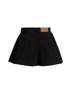 Denim pleated shorts