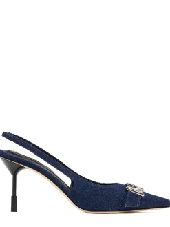 Denim sling back heels