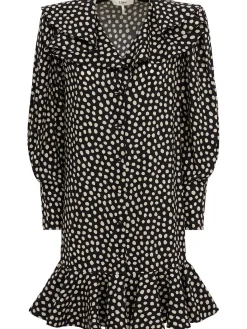 Dot print silk jacquard mini dress