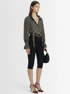 Dot print silk jacquard shirt