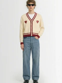 Double heart wool cardigan