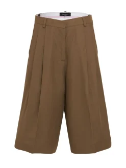 Double-pleat viscose & linen wide shorts