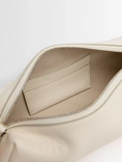 Elongated leather shoulder bag