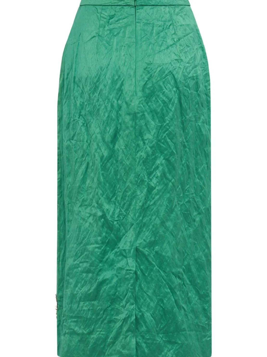 Embellished textured satin pencil skirt