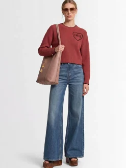 Embroidered logo wool blend knit sweater