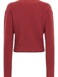 Embroidered logo wool blend knit sweater