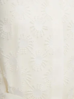 Embroidered mini shirt dress w/ belt