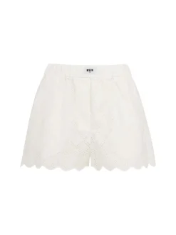 Eyelet lace boxer-style shorts