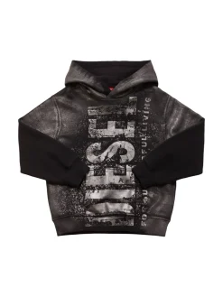 Felpa in cotone con cappuccio e logo