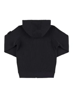 Felpa in cotone con zip e cappuccio