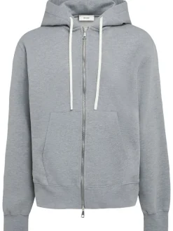 Felpa in cotone con zip e cappuccio