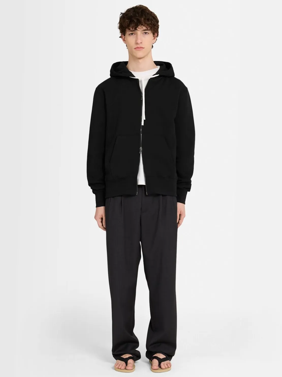 Felpa in cotone con zip e cappuccio