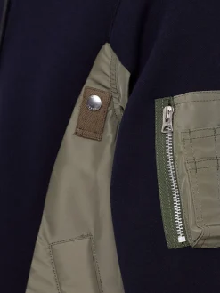 Felpa in cotone e twill di nylon / cappuccio