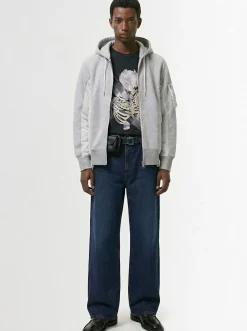 Felpa in cotone e twill di nylon / cappuccio