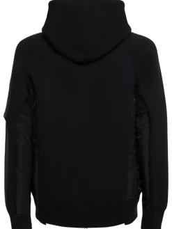 Felpa in cotone e twill di nylon / cappuccio