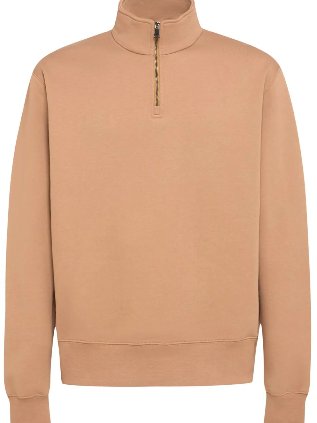 Felpa in cotone felpato con mezza zip