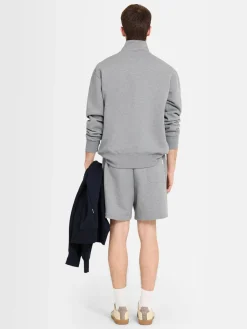 Felpa in cotone felpato con mezza zip