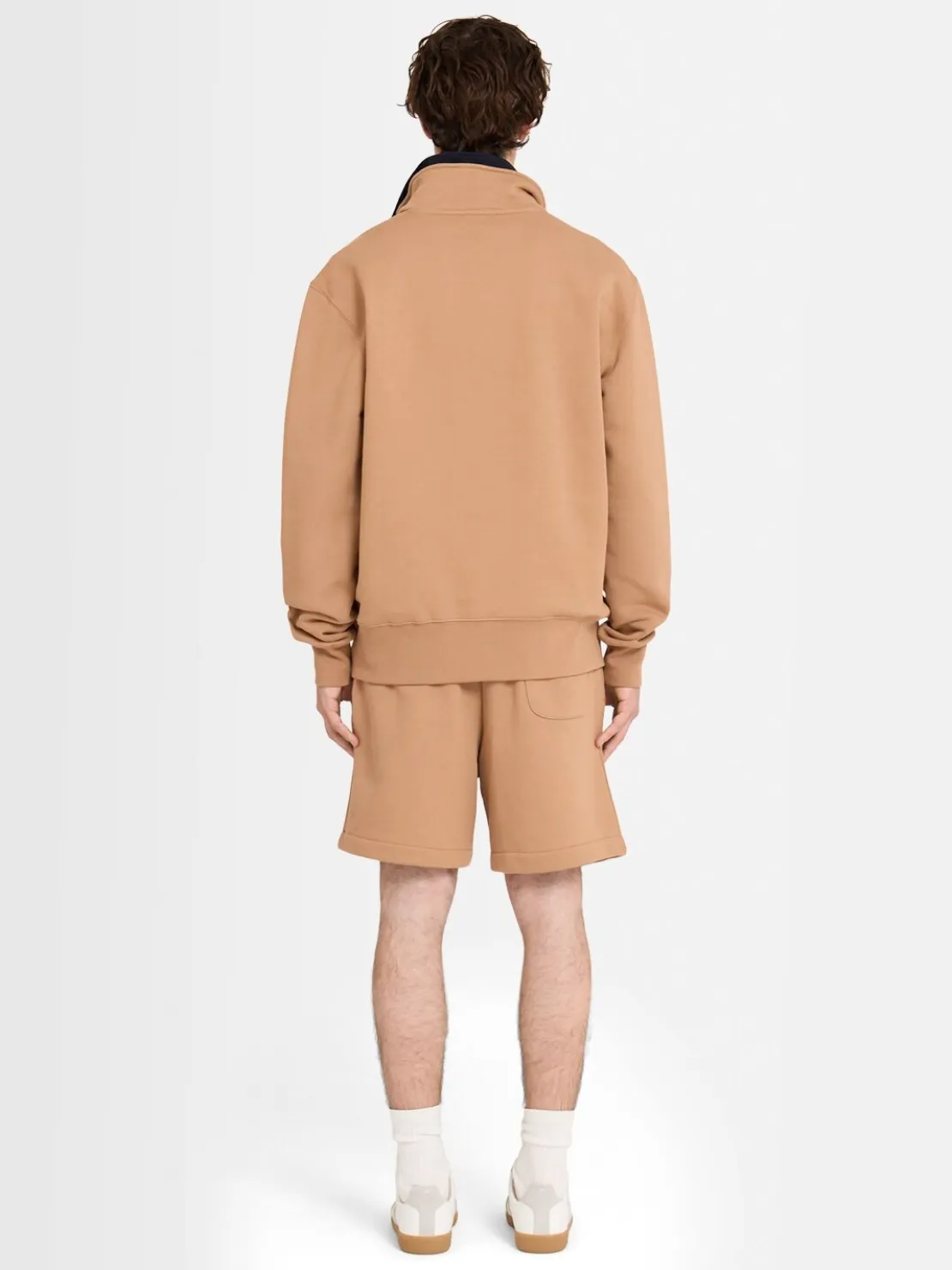 Felpa in cotone felpato con mezza zip