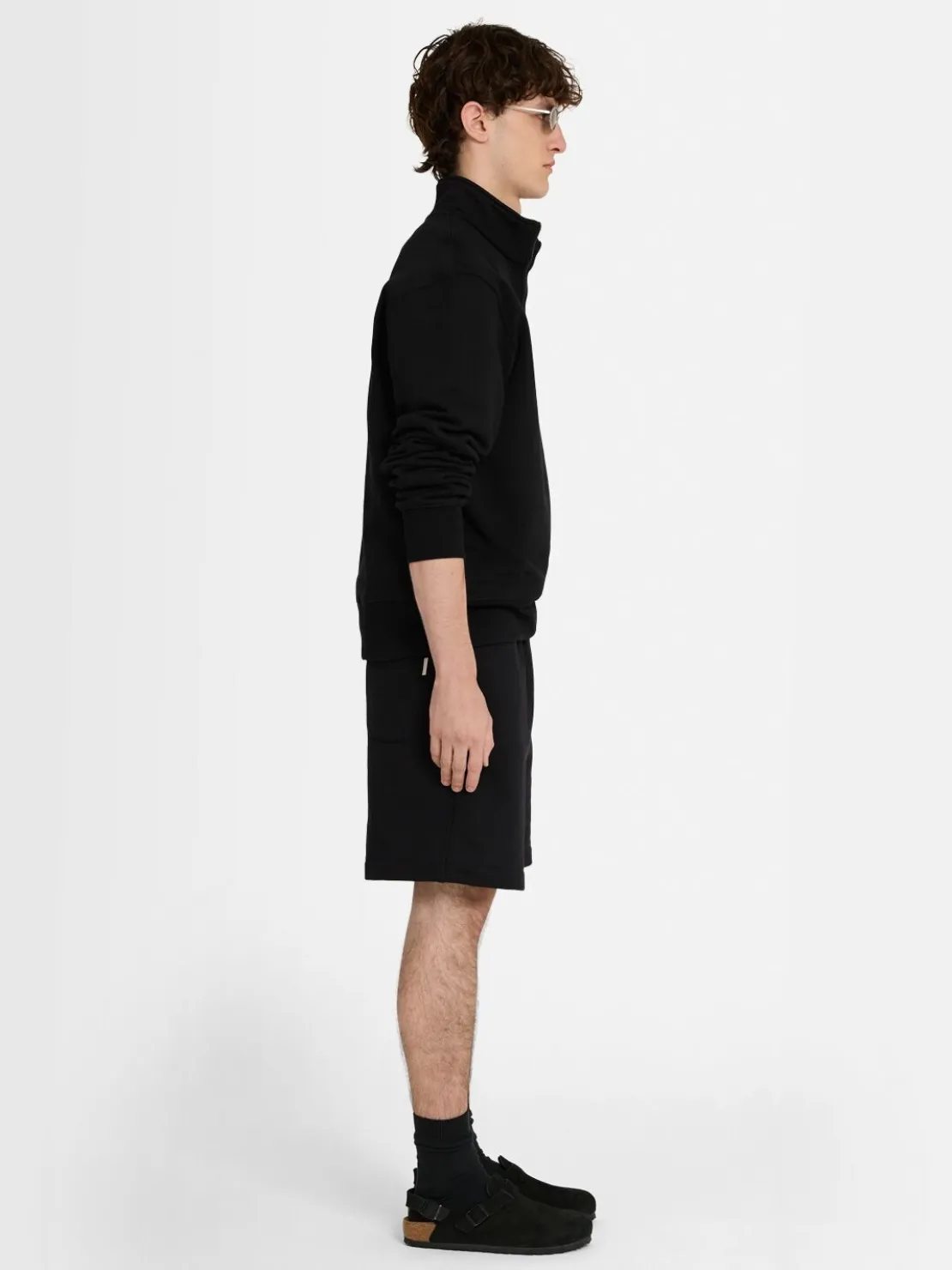 Felpa in cotone felpato con mezza zip
