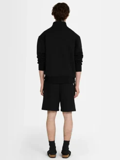 Felpa in cotone felpato con mezza zip