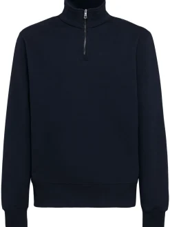 Felpa in cotone felpato con mezza zip