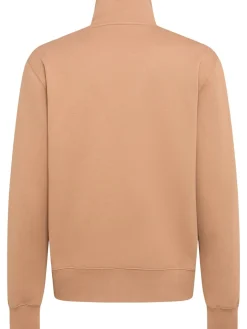Felpa in cotone felpato con mezza zip