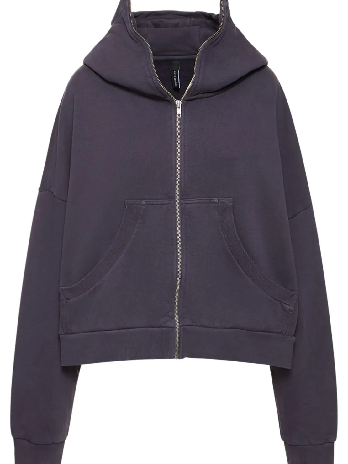 Felpa in cotone washed con zip e cappuccio