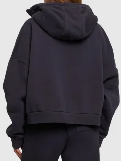 Felpa in cotone washed con zip e cappuccio