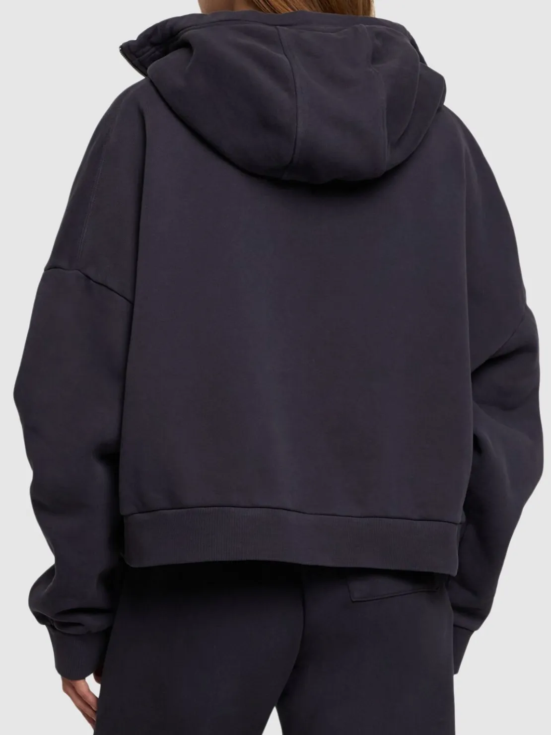 Felpa in cotone washed con zip e cappuccio