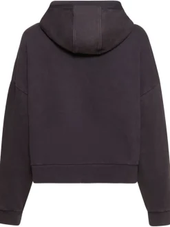 Felpa in cotone washed con zip e cappuccio