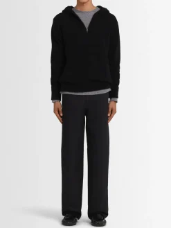 Felpa in maglia di lana con mezza zip e cappuccio