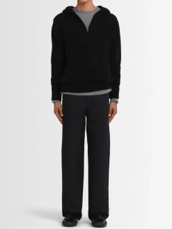 Felpa in maglia di lana con mezza zip e cappuccio