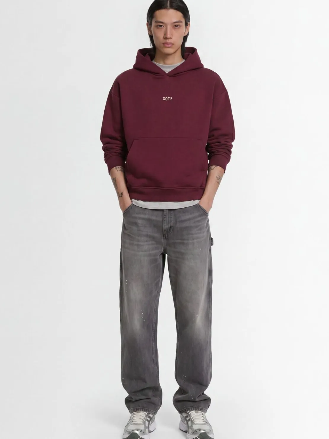 Felpa in misto cotone con cappuccio